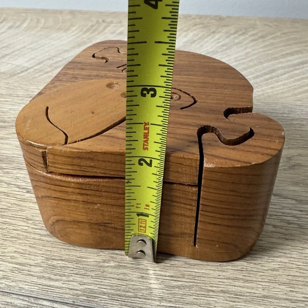 VTG Handcrafted Wooden Monkey Puzzle Trinket Box Teacher Gift Unique